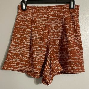 Burnt Orange & Off White Patterned Shorts